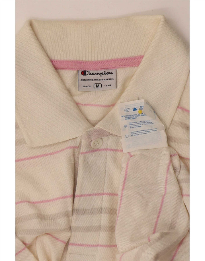 Champion Polo Homme Coton Rayé Blanc Moyen
