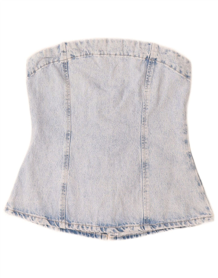 Zara Womens Denim Corset Top UK 8 Small Bleu Coton