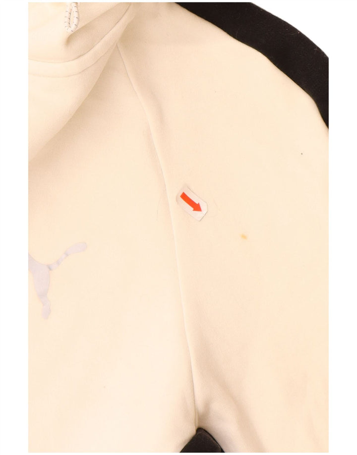 PUMA Sweat à capuche zippé pour homme XL en coton color block blanc cassé
