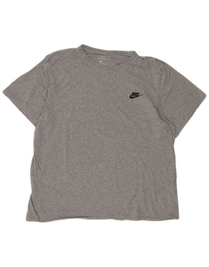 Nike Mens Regular T-Shirt Top Large Gris Coton