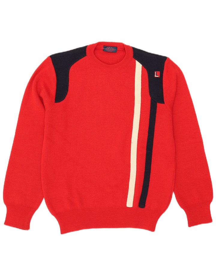 Life Line Pull col rond homme en laine color block rouge moyen