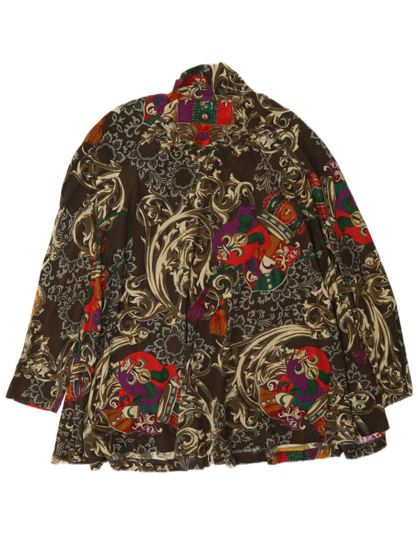 vintage Femmes Overcoat Overcoat UK 14 Moyen Multicolore Paisley Coton