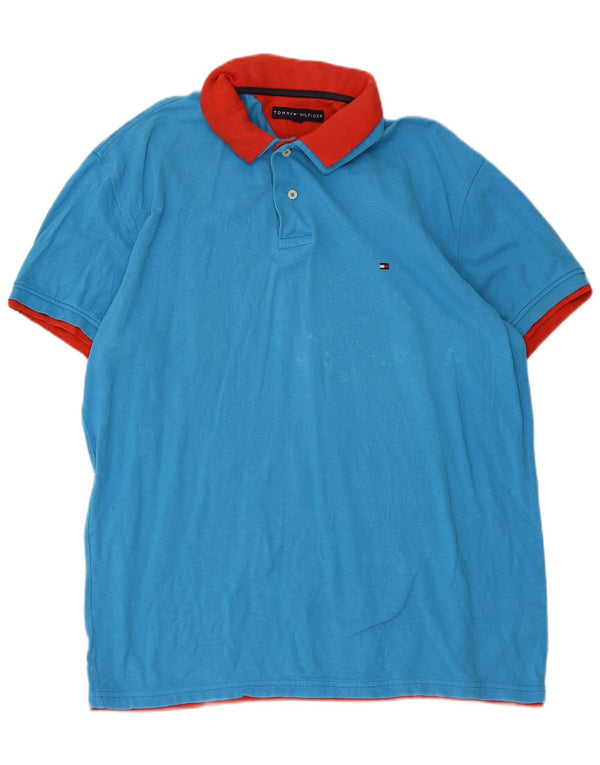 Tommy Hilfiger Polo Homme XL Bleu Colorblock Coton