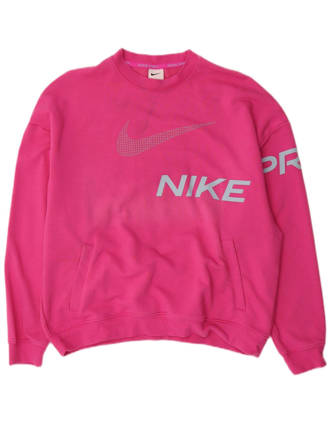 Nike Sweat-shirt surdimensionné graphique pour femme UK 14 en coton rose moyen
