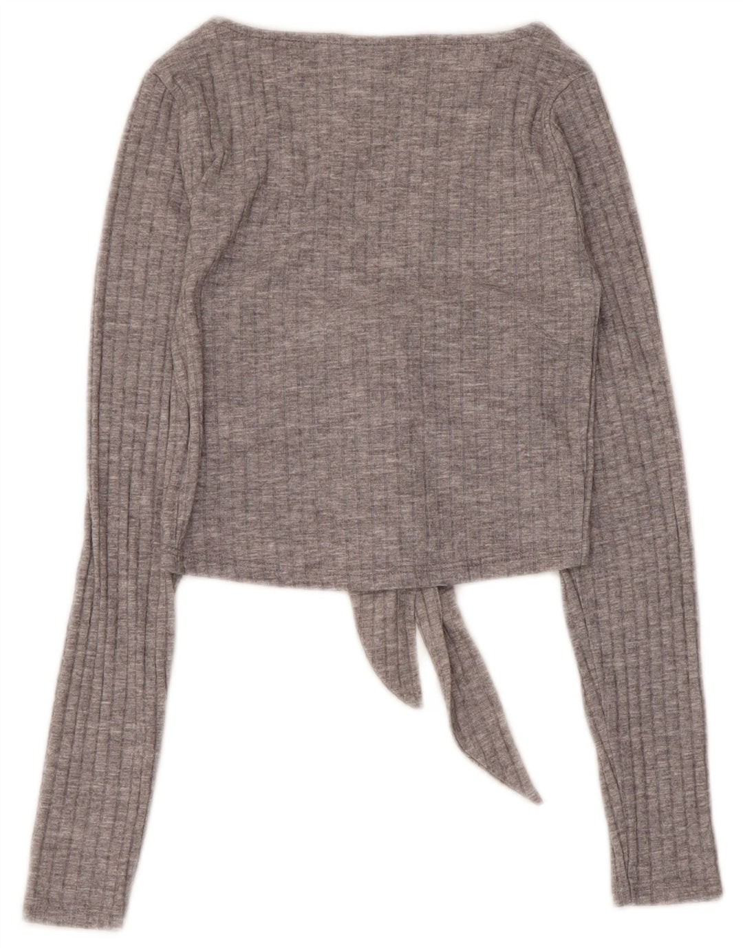 Topshop Femme Haut Court à Manches Longues UK 6 XS Gris Polyester