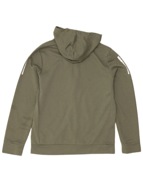 Adidas Boys Aeroready Zip Hoodie Sweater 13-14 Years Khaki Polyester