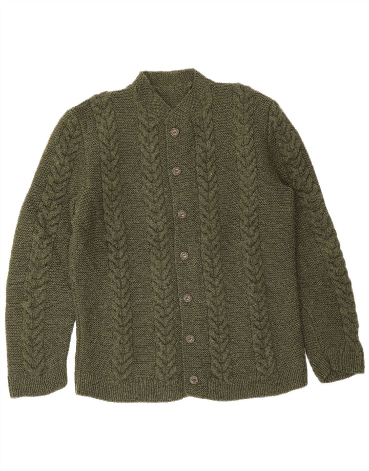 Pull Cardigan Vintage Homme Kaki Moyen