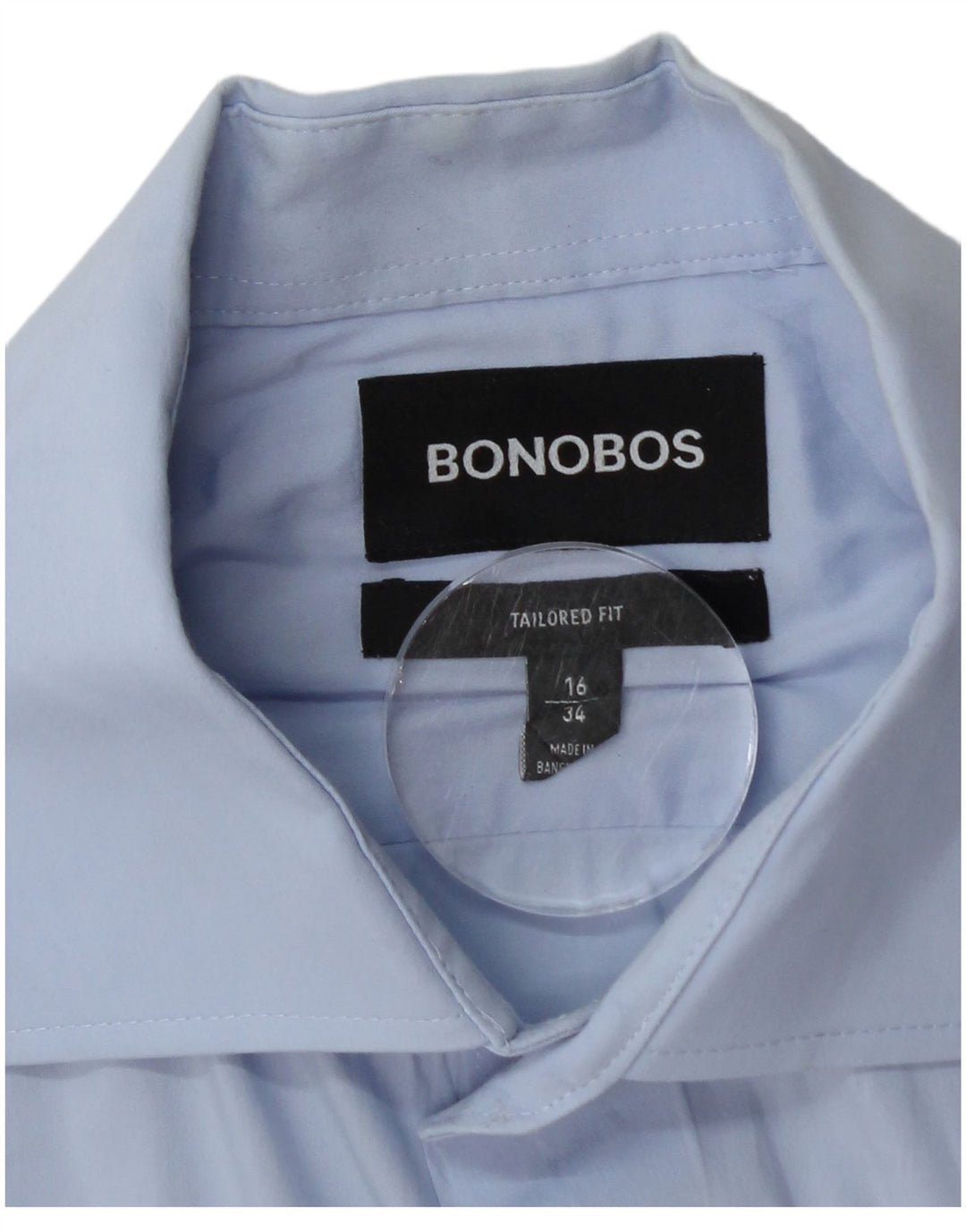 BONOBOS Chemise pull coupe ajustée pour homme Taille 16 Grand coton bleu