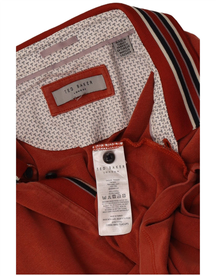 Ted Baker Polo Homme XL Orange Rayé Lyocell