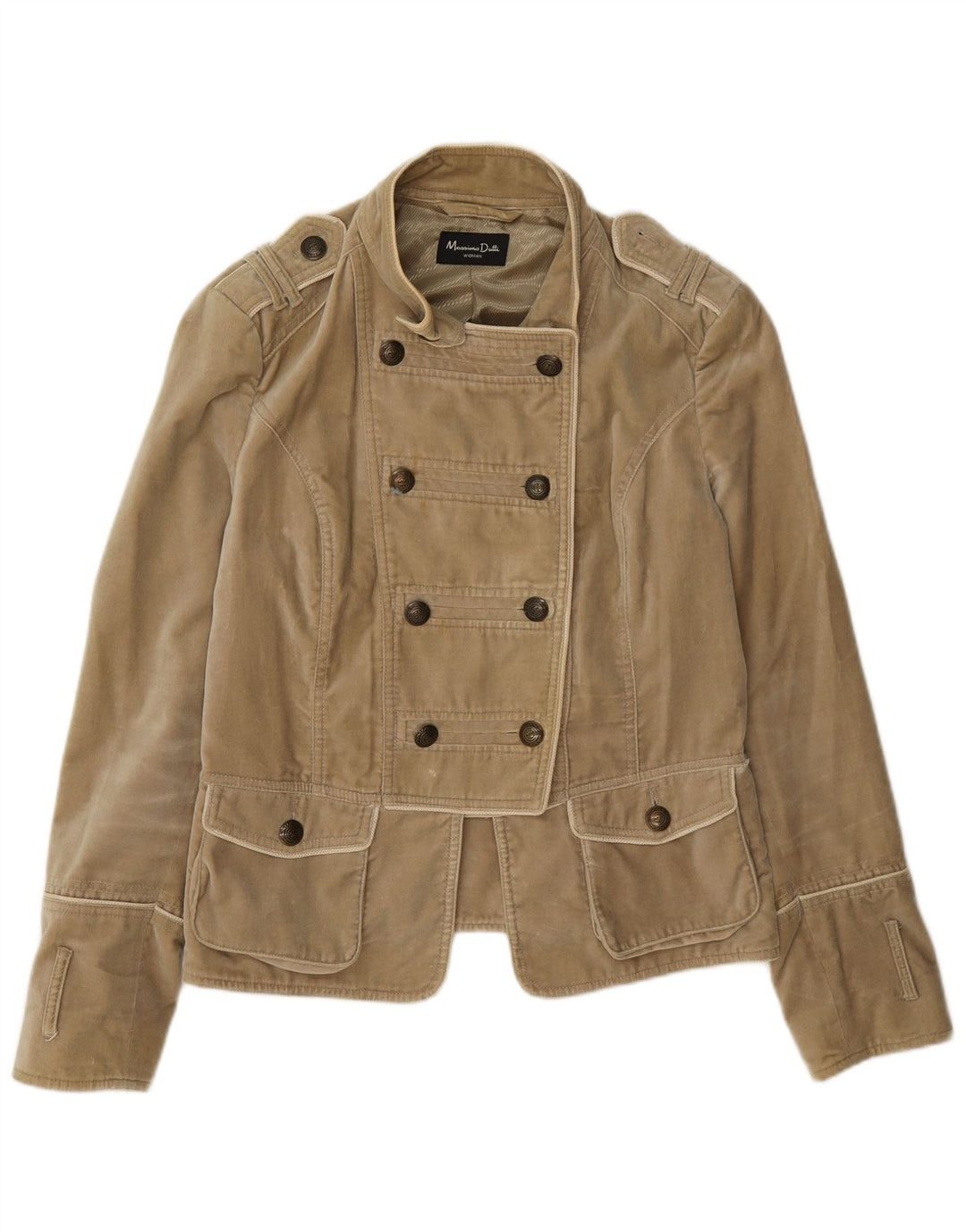 Massimo Dutti Veste blazer militaire double boutonnage pour femme UK 18 XL Beige