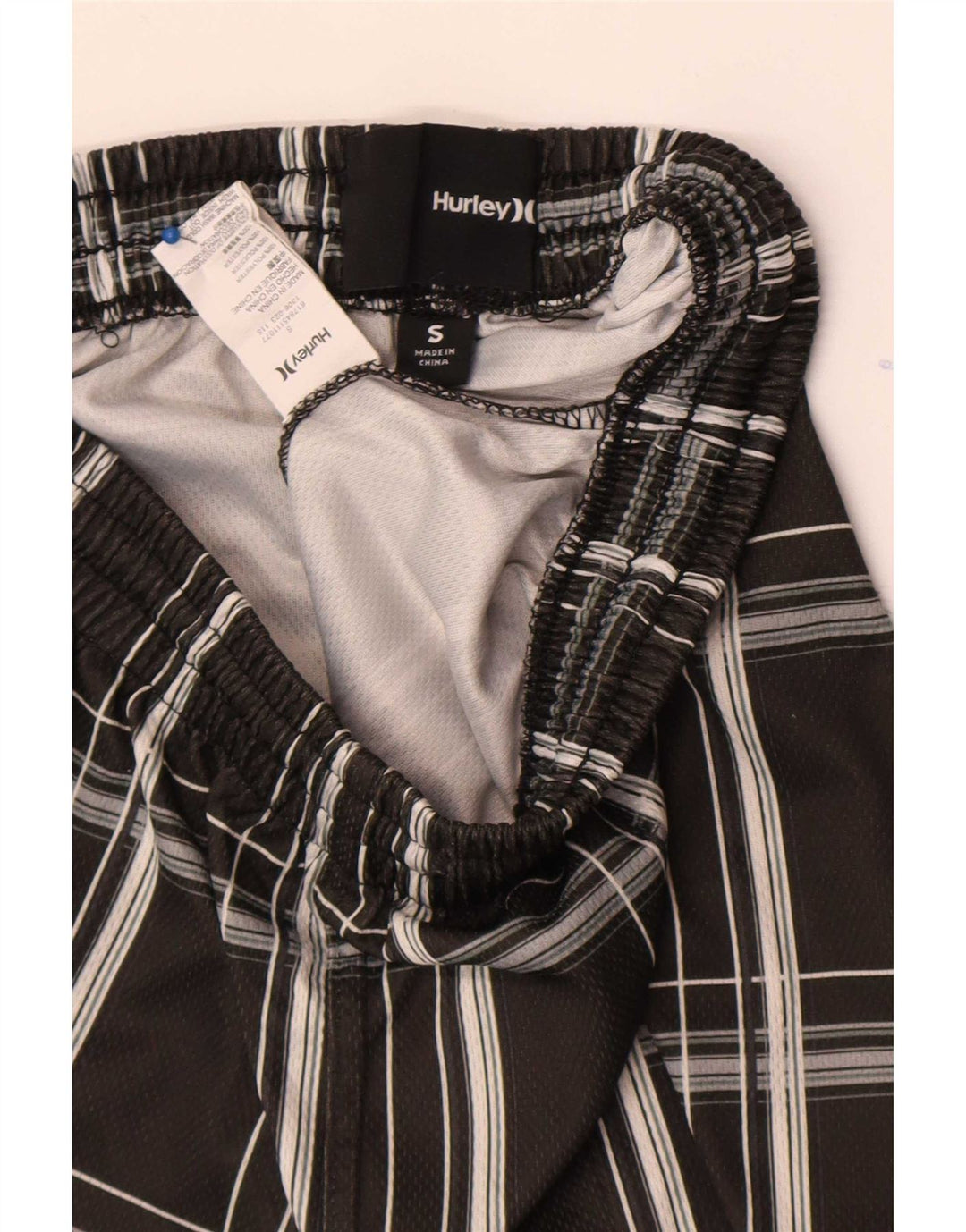 Hurley Short de sport pour garçon 8-9 ans Petit gris à carreaux en polyester
