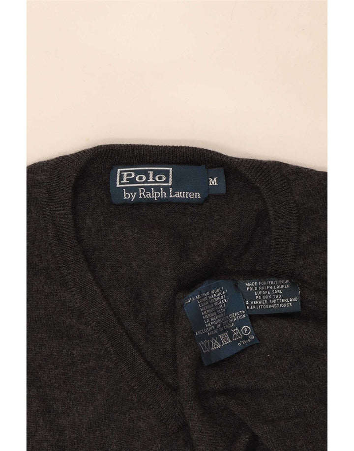Polo Ralph Lauren Pull Col V Homme Gris Moyen Laine