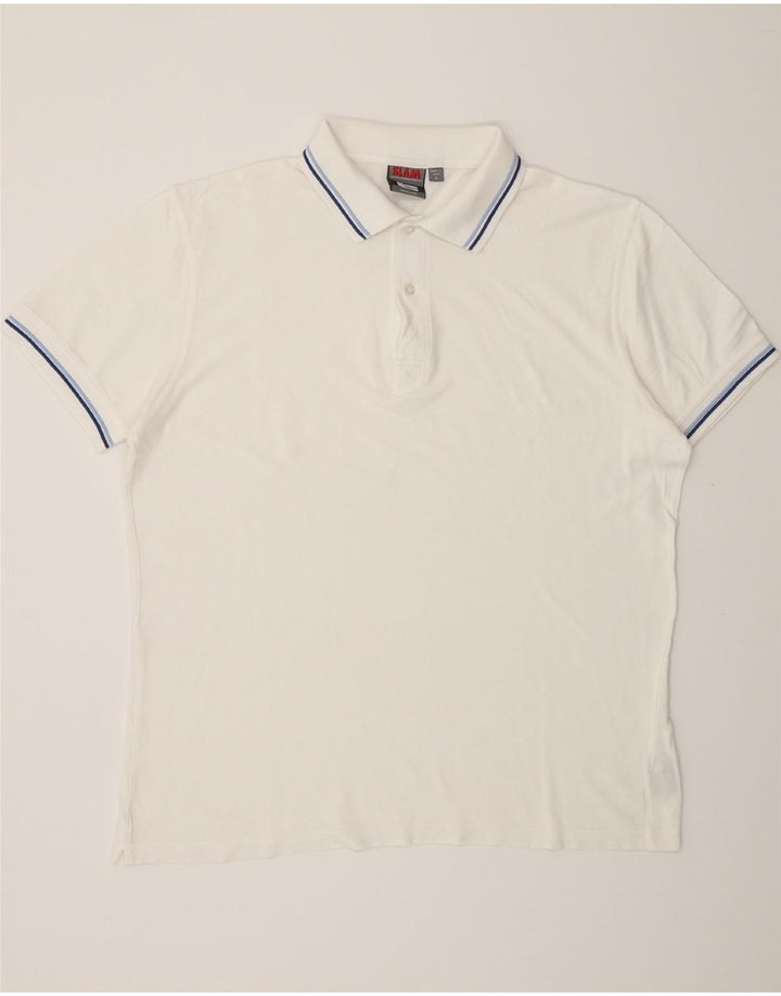 SLAM Mens Polo Shirt Large White Cotton