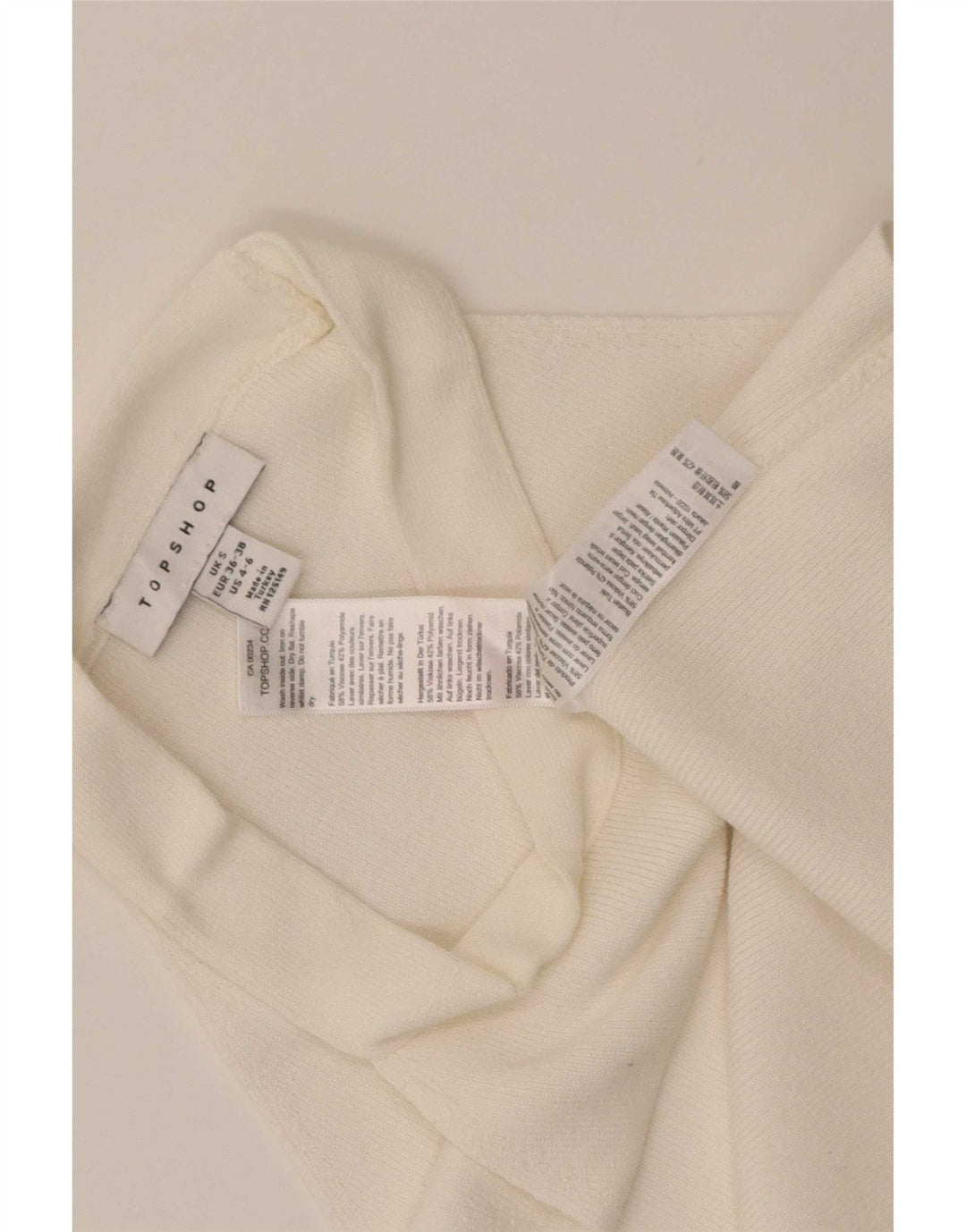 Topshop Haut court dos nu pour femme UK 8 Petit Viscose Blanc