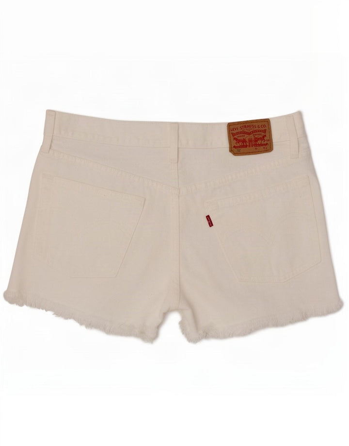Levi's Short en Jean 501 Femme W28 Coton Blanc Moyen
