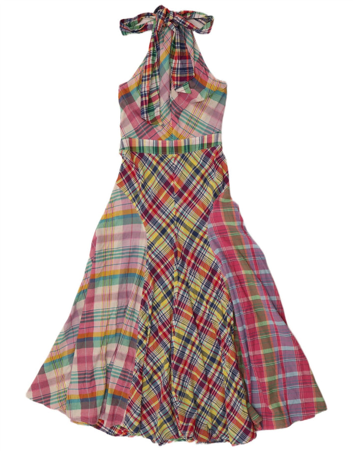 Polo Ralph Lauren Robe dos nu pour femme US 10 Grand patchwork multicolore