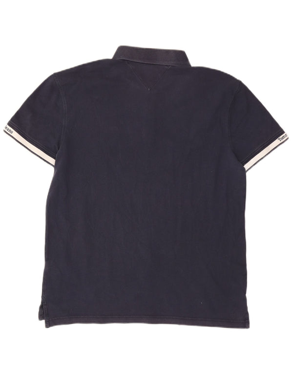 Tommy Hilfiger Polo Homme Large Bleu Marine Colorblock Coton