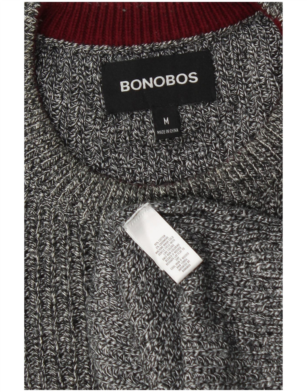 BONOBOS Pull Col Rond Homme Gris Moyen Moucheté Coton
