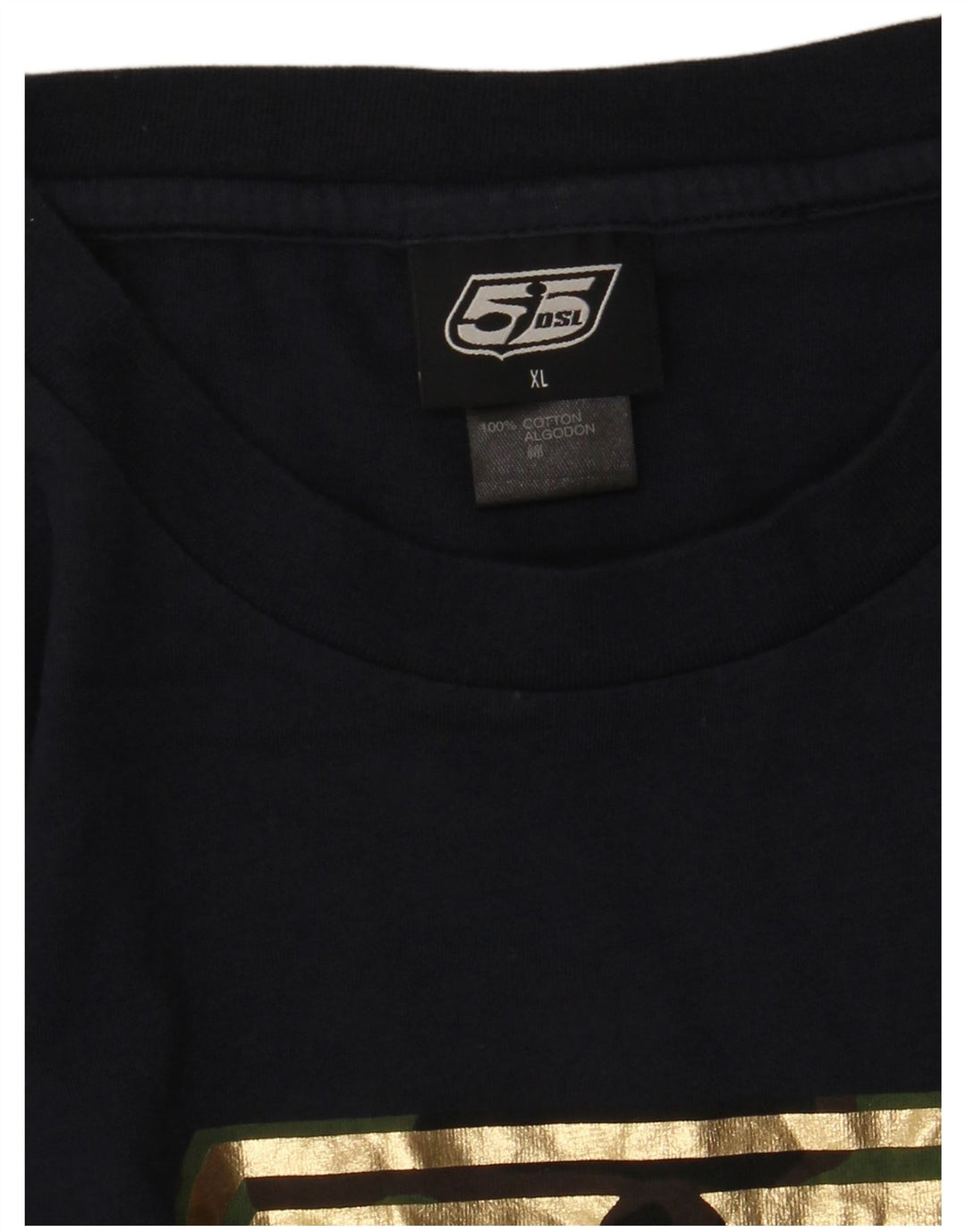 DIESEL Haut Graphique Homme Manches Longues XL Bleu Marine Coton