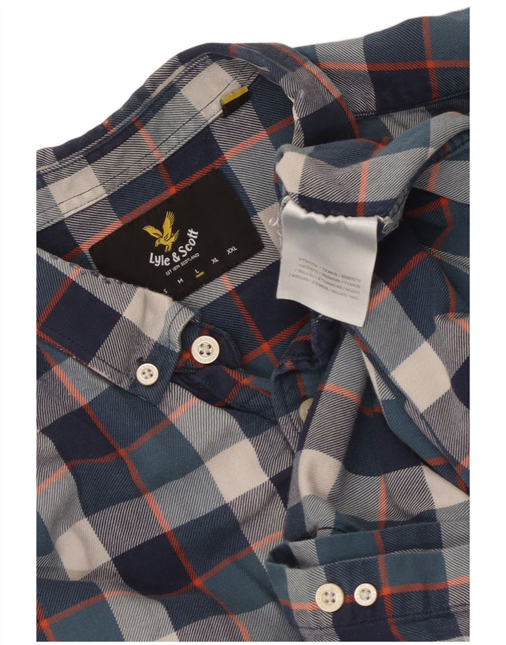 Lyle & Scott Chemise Homme Grand Carreau Bleu Marine Coton