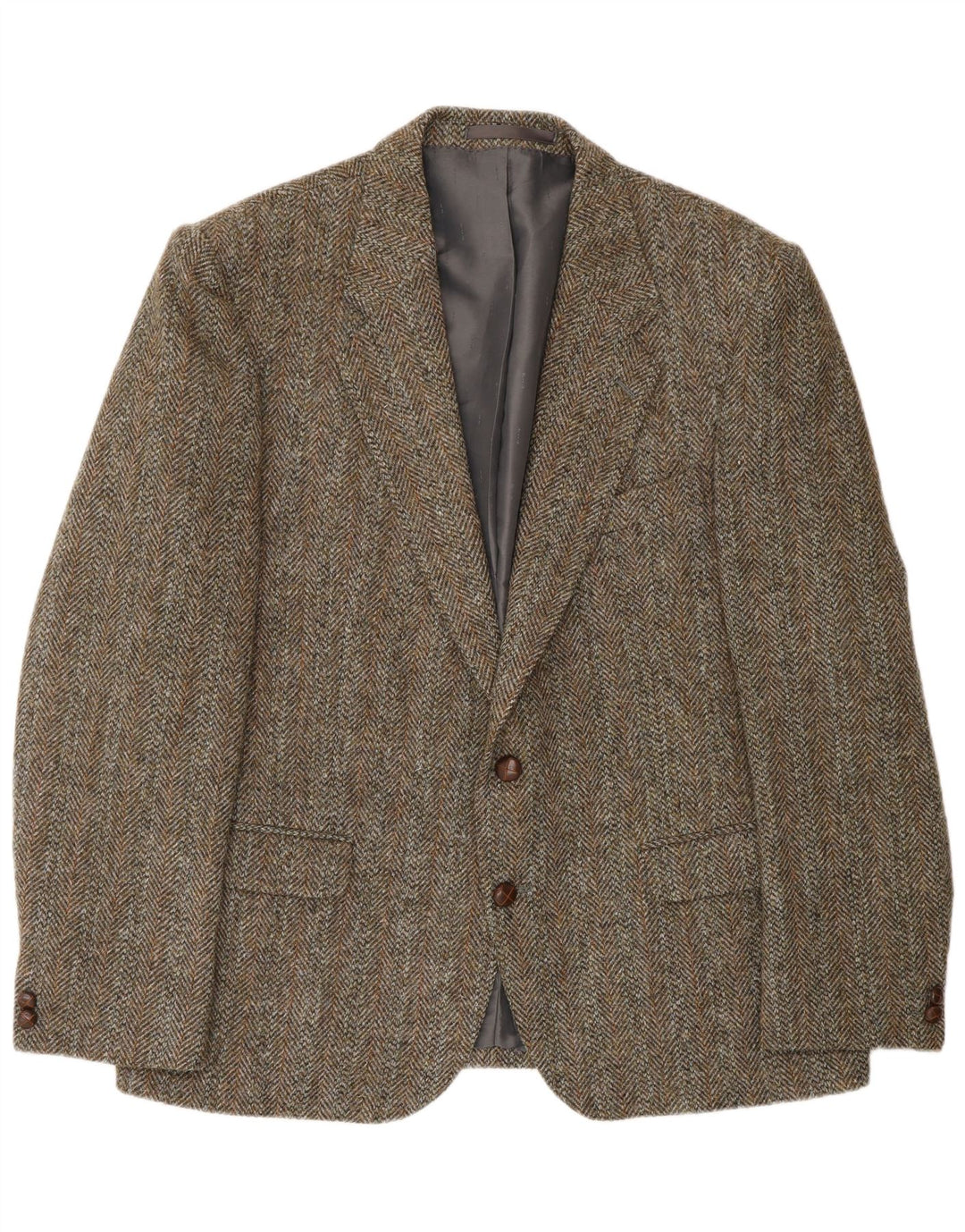 HARRIS TWEED Veste Blazer 2 Boutons pour Homme UK 46 3XL Laine à Chevrons Vert