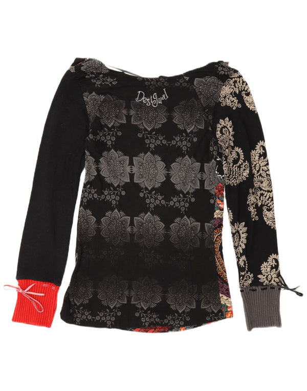 Desigual Haut Graphique Femme Manches Longues UK 18 XL Noir Paisley Coton