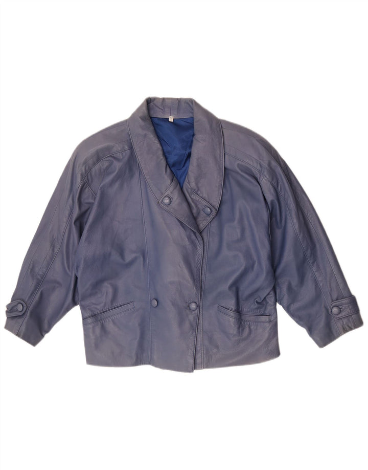 veste en cuir surdimensionnée femme vintage EU 40 Bleu moyen