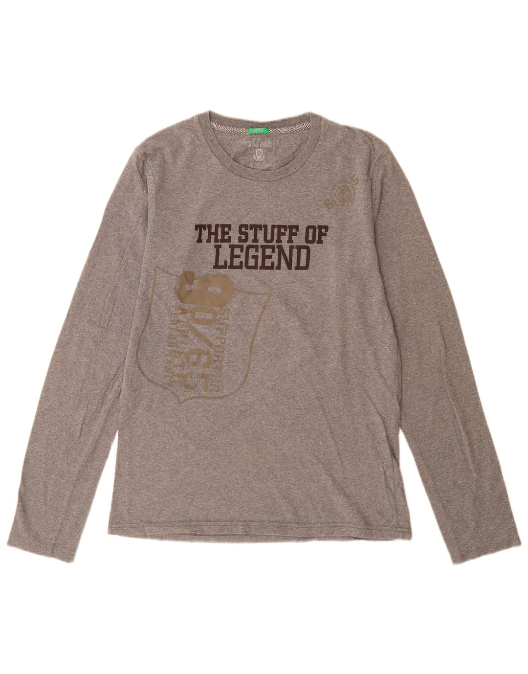 Benetton Haut Graphique Garçon Manches Longues 15-16 ans Gris Moyen Moucheté