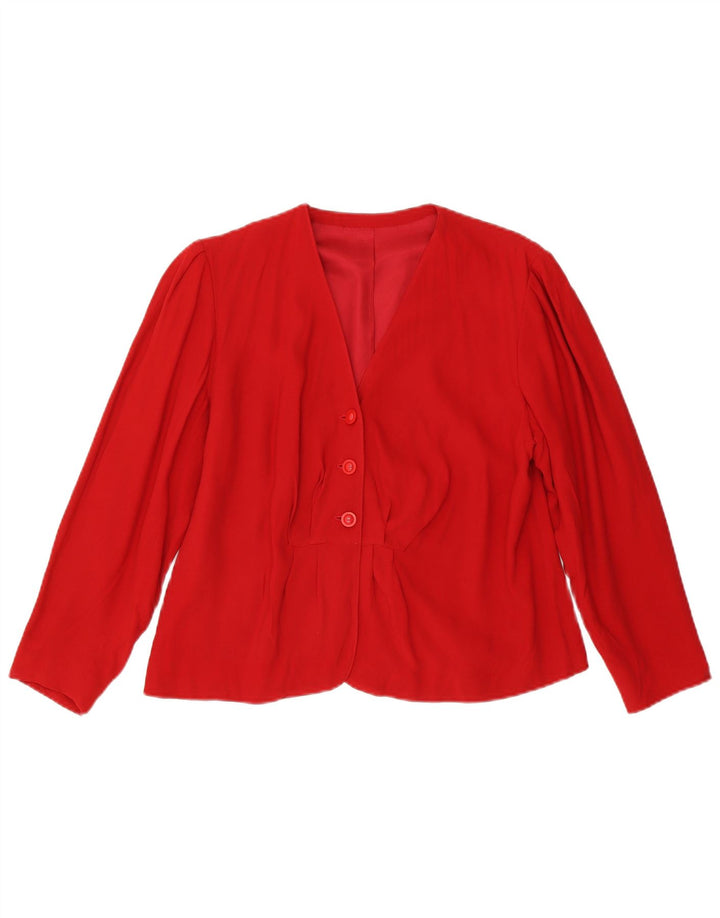 VINTAGE Veste Blazer 3 Boutons Femme UK 12 Rouge Moyen