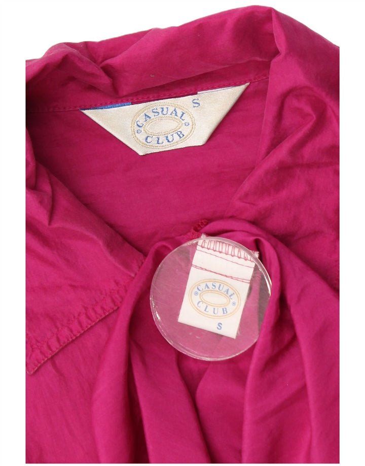vintage Femme Chemise surdimensionnée Blouse UK 10 Petite Soie Rose