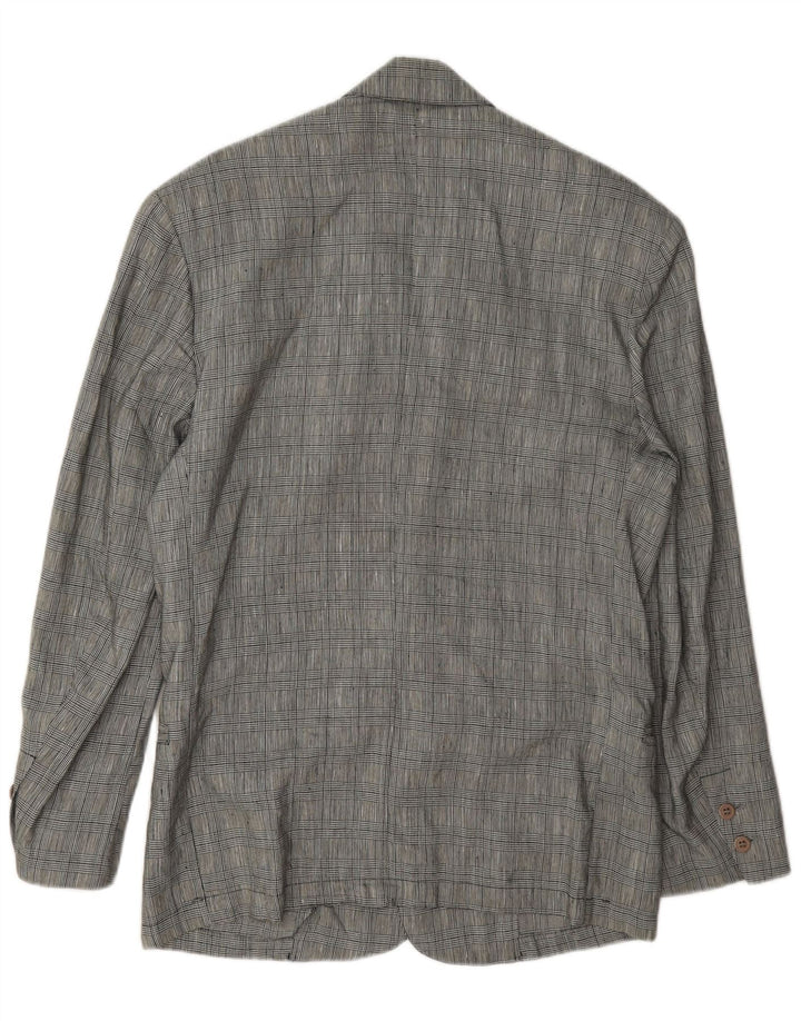 vintage Mens 2 Bouton Blazer Veste UK 36 Petit Gris Pied-de-Poule Lin