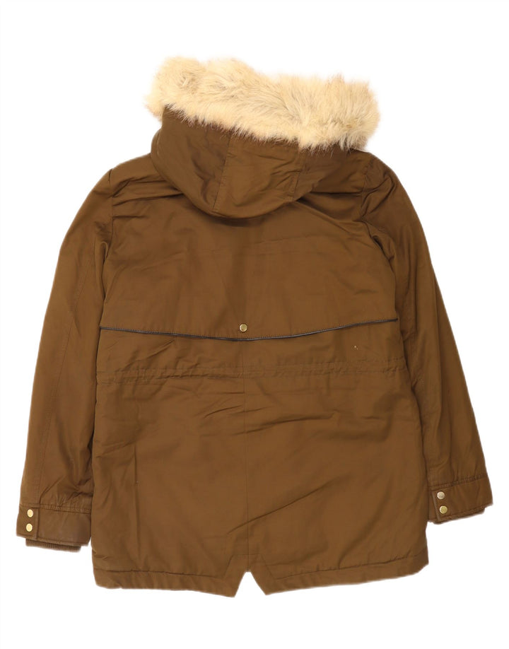 Zara Womens Trafaluc Oversize Sherpa Parka Veste UK 10 Petit Marron