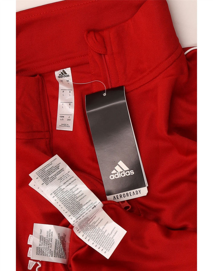 Adidas Hommes Aeroready Zip Neck Pull Survêtement Top Large Rouge Polyester