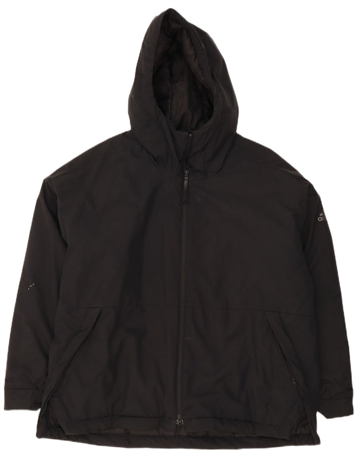 Adidas Veste rembourrée à capuche pour homme UK 42 XL Noir Polyester