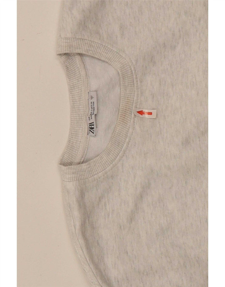 Zara Femme Sweat-shirt court surdimensionné UK 10 Petit Gris Moucheté
