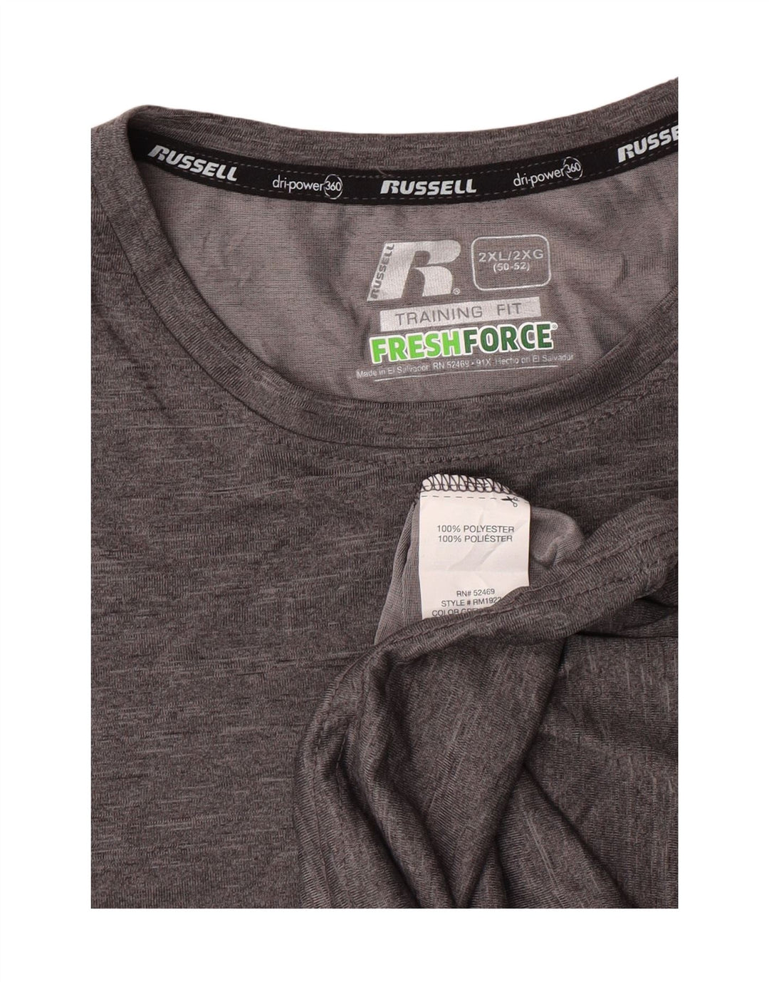 Russell Athletic T-Shirt Homme Haut 2XL Gris Polyester Sports
