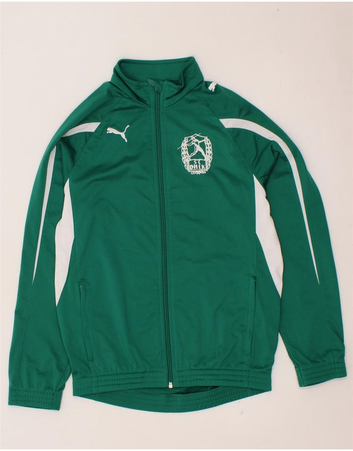 PUMA Boys Graphic Tracksuit Top Jacket 11-12 Years Green Colourblock Vintage Puma and Second-Hand Puma from Messina Hembry 