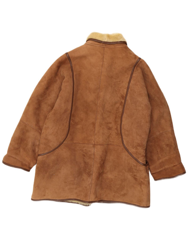 Manteau en peau de mouton surdimensionné pour femme vintage IT 48 XL en peau de mouton marron