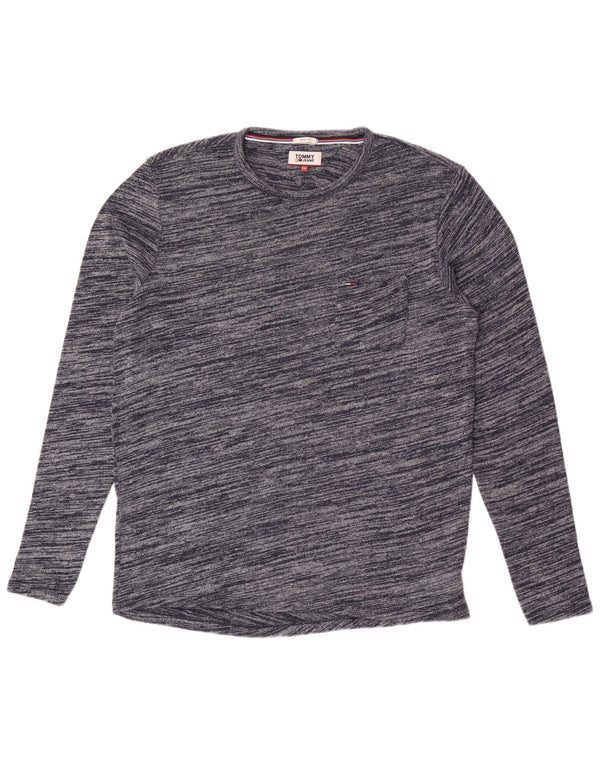 Tommy Hilfiger Haut ajusté à manches longues pour homme en coton moucheté bleu marine 2XL