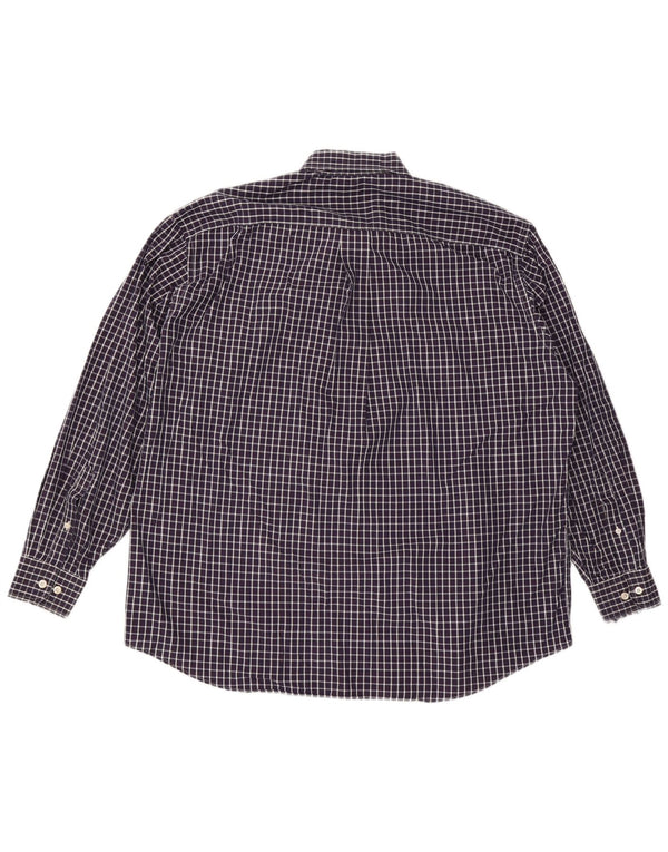 Nautica Chemise coupe classique pour homme Taille 18 2XL Bleu marine à carreaux en coton