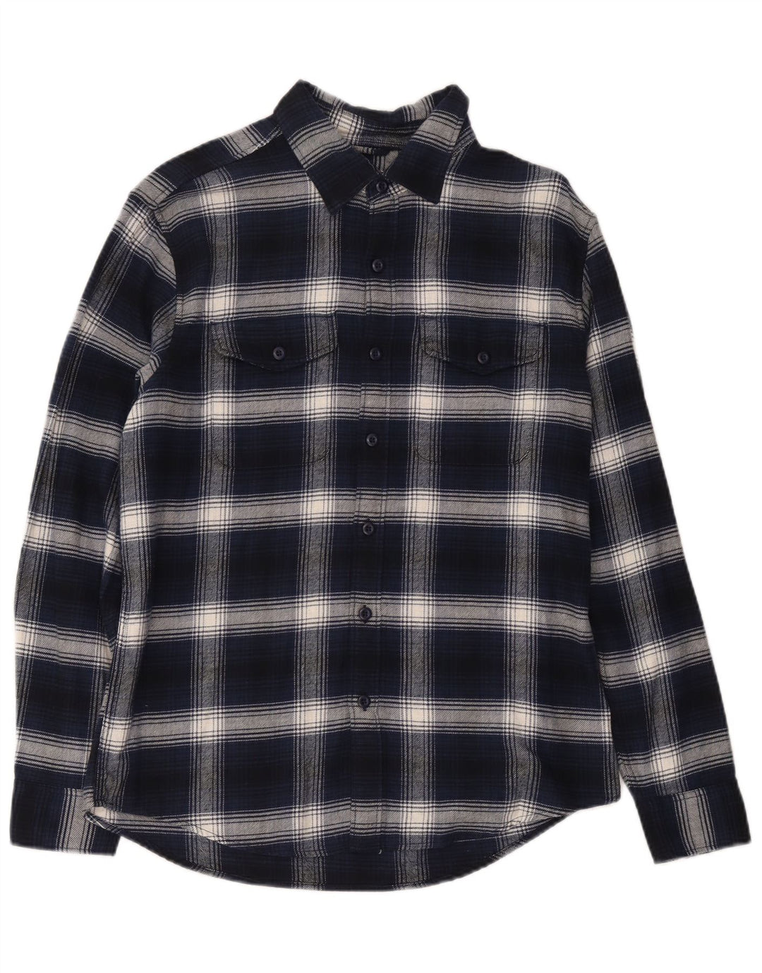 American Eagle Chemise en flanelle pour homme en coton à carreaux bleu marine moyen