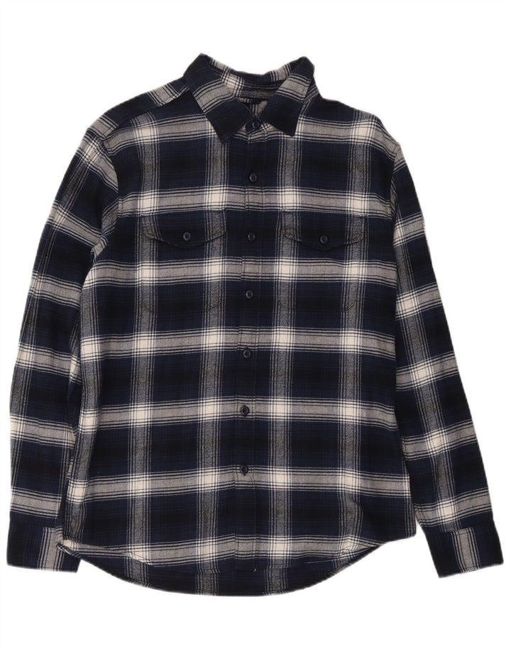 American Eagle Chemise en flanelle pour homme en coton à carreaux bleu marine moyen