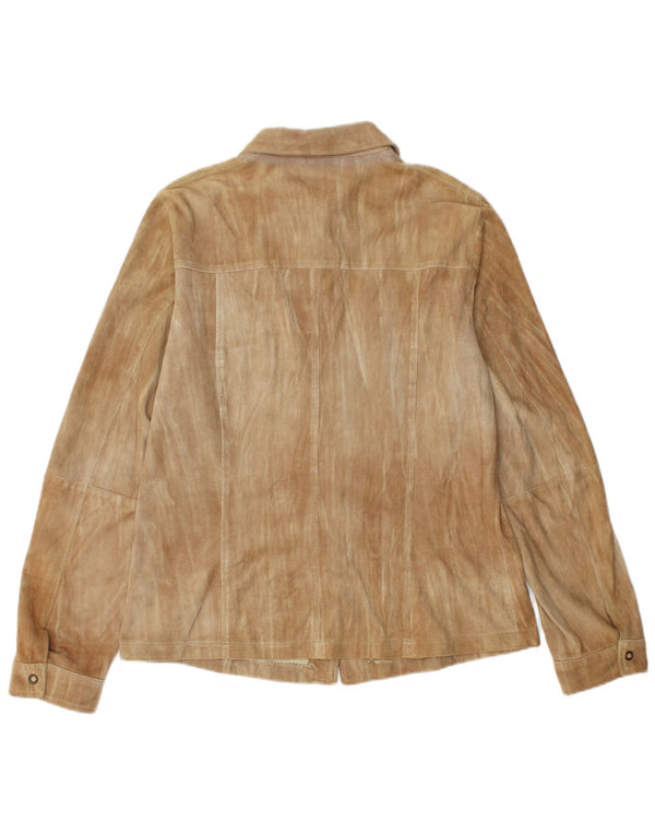 Marella Womens Suede Shirt UK 16 Large Brown Leather