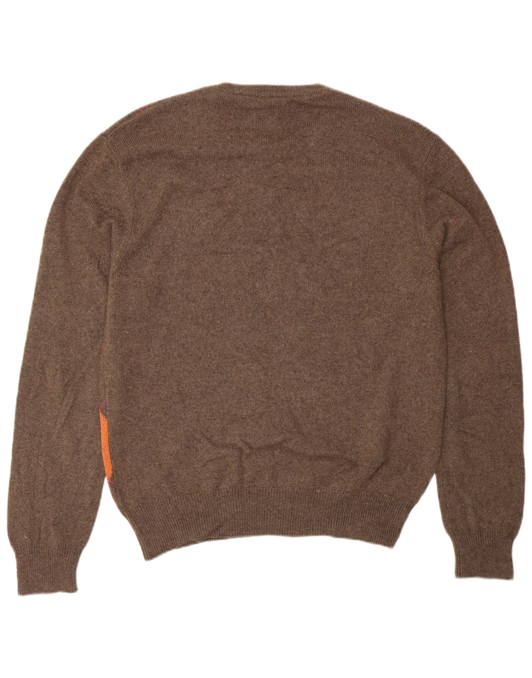 VINTAGE Pull ras du cou pour homme IT 48 Petit Marron Argyle/Diamant