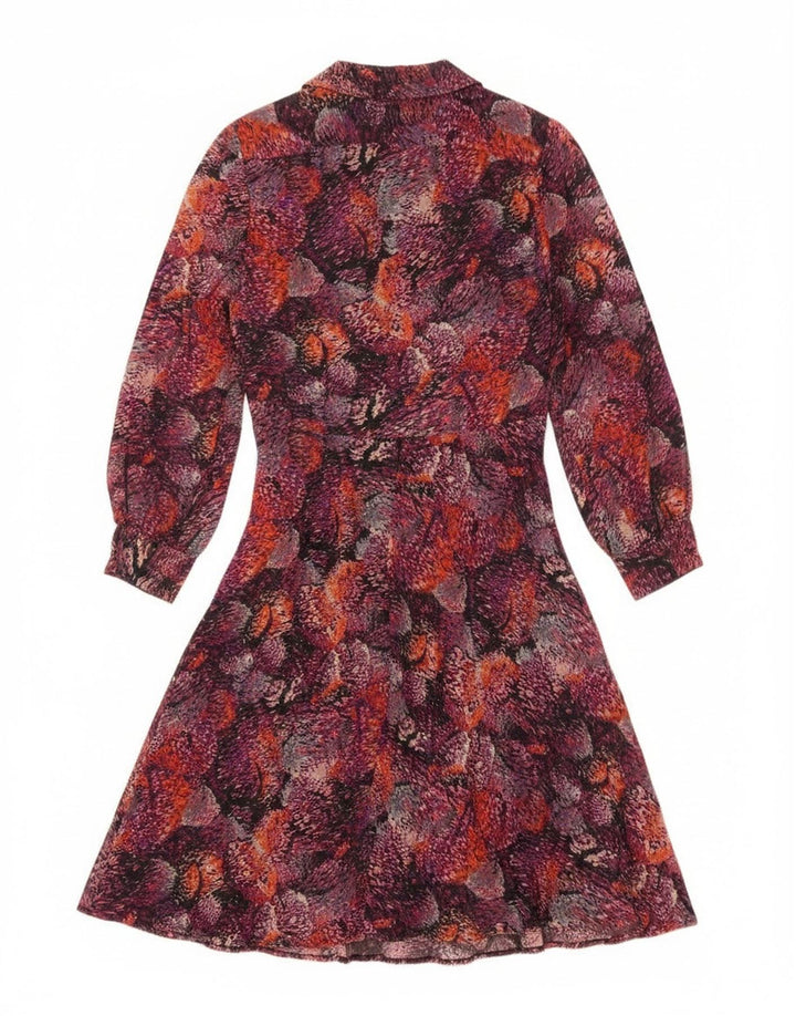 Robe chemise à motif abstrait femme vintage EU 40 Bourgogne moyen