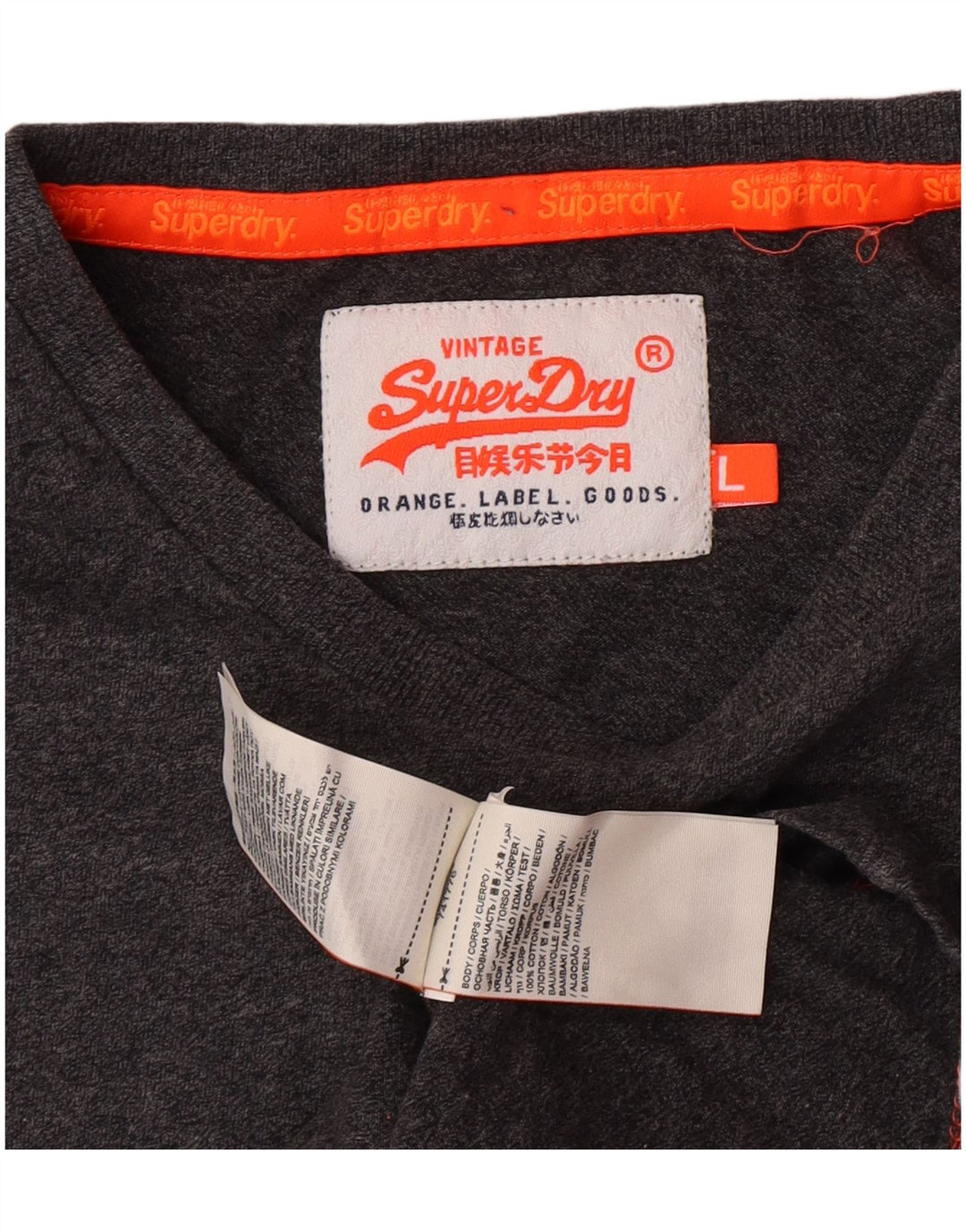 Superdry Homme T-Shirt Top Large Gris Moucheté Coton