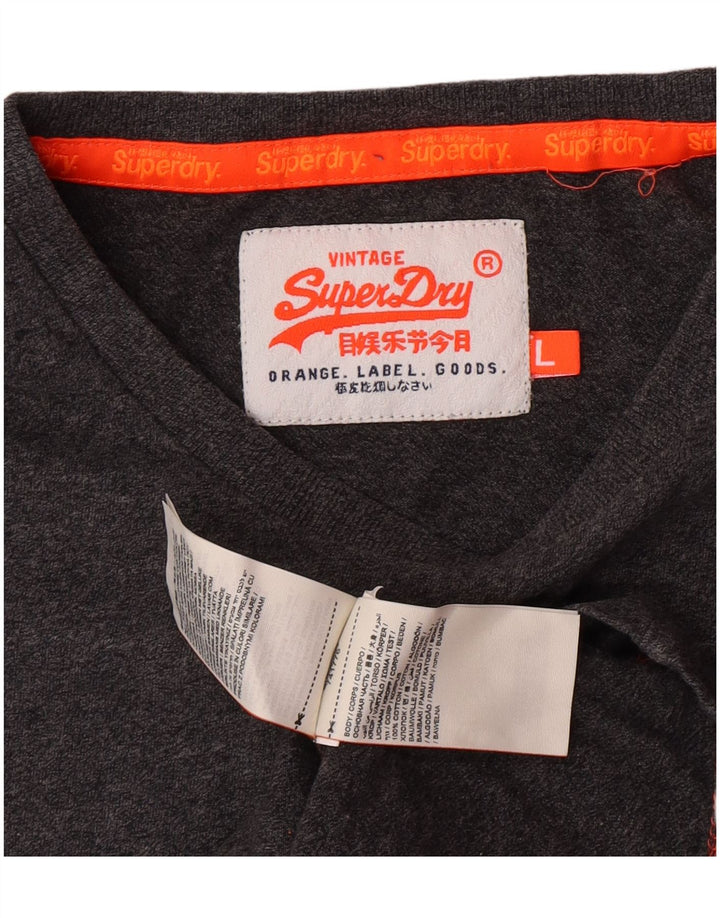 Superdry Homme T-Shirt Top Large Gris Moucheté Coton