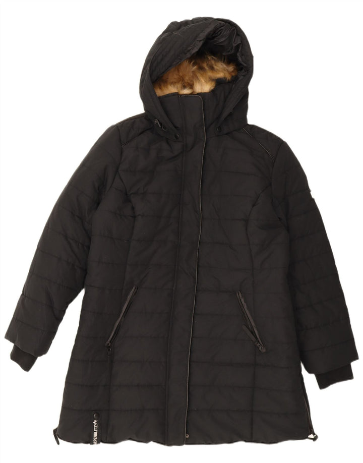 Alpenblitz Manteau rembourré à capuche pour femme UK 22 2XL Noir Polyester