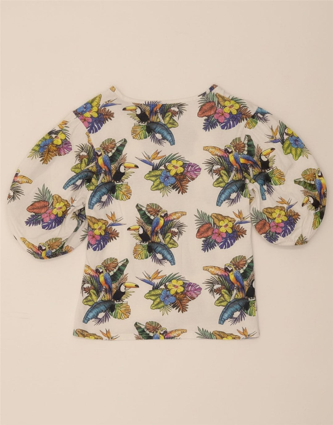 ZARA Womens Blouse Top UK 12 Medium White Floral Vintage Zara and Second-Hand Zara from Messina Hembry 