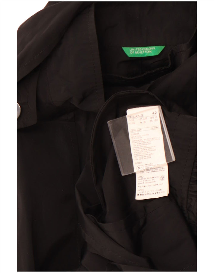 BENETTON Femme Trench à Capuche IT 42 Moyen Noir Polyester